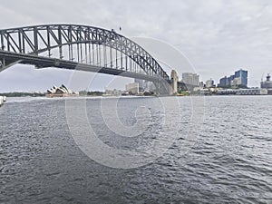 Harbour Bridge , Opera House and downtown skyline in Sydney, New South Wales, Australia