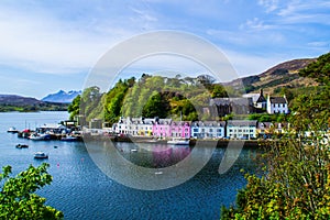 Harbour and colorful building in Potree, Isle Of Skye, Scotland