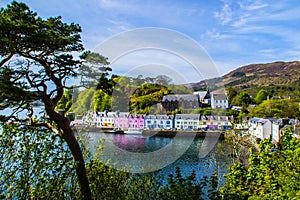 Harbour and colorful building in Potree, Isle Of Skye, Scotland