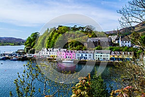 Harbour and colorful building in Potree, Isle Of Skye, Scotland