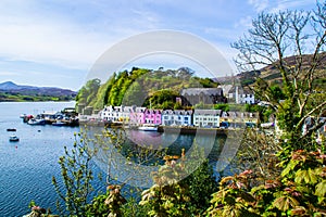 Harbour and colorful building in Potree, Isle Of Skye, Scotland