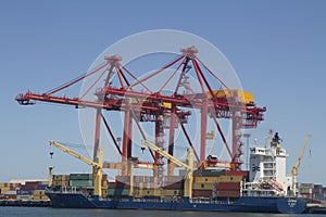 Harbour cranes loading ship Perth Australia nice