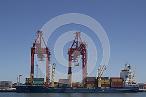 Harbour cranes loading ship Perth Australia nice