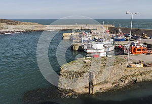 Harbour entrance at Amlwch Port on Anglesey, Wales, UK.