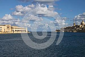 The harbour entrance between Tigne Point and Valletta on Malta