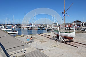 The harbour of Helsingor on Denmark