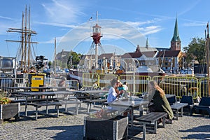 The harbour of Helsingor on Denmark