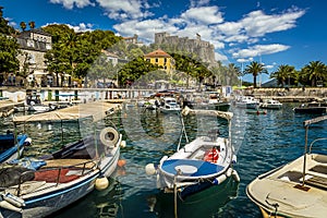 The harbour at Herceg Novi, Montenegro with the fortress in the background