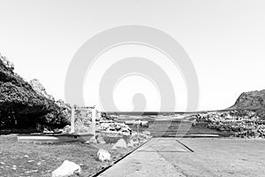 Harbour at Kleinmond in the Western Cape. Monochrome