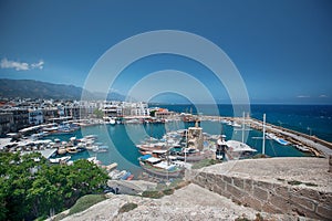 Harbour of kyrenia with restorants and boats Girne, North Cyprus