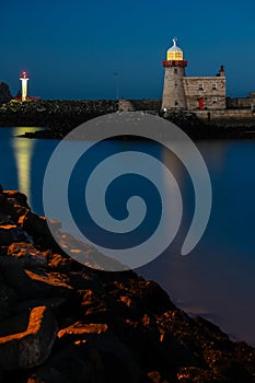 Harbour lighthouse at night. Howth. Dublin. Ireland