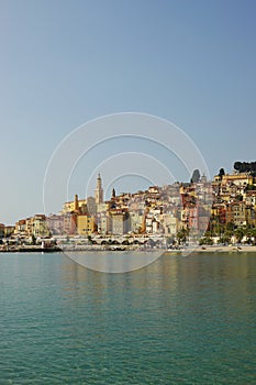 The harbour of Menton, with the basilica of Saint-Michel-Archange beyond, the French Riviera