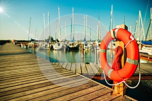 Harbour of private boats in neusiedler am see lake