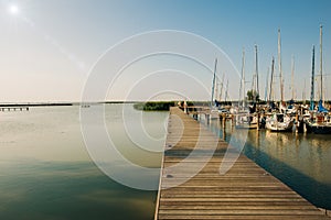 Harbour of private boats in neusiedler am see lake