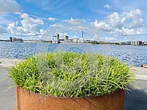 Harbour promenade and opposite shore in the Jytland town of Aalborg