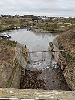 The harbour at Seaton Sluice Northumberland from the Rocky Island bridge