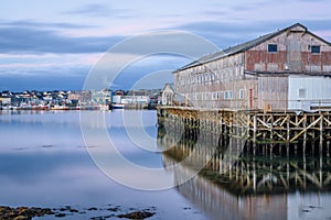 Harbour of VadsÃ¸ fishing village in Finnmark, Norway