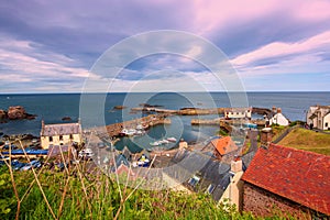 the harbour and village at St. Abbs, Scotland