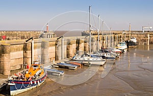 The harbour at Watchet in Somerset in autumn sunlight