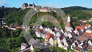 Harburg, Germany. Beautiful rural landscape with Harburg Castle, Romantischen Strasse in Bavaria.