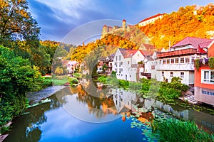 Harburg, Swabia. Beautiful medieval village in historical Bavaria, Germany. Wornitz River photo