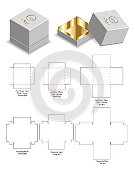 Hard board paper rigid box 3d mockup with dieline photo