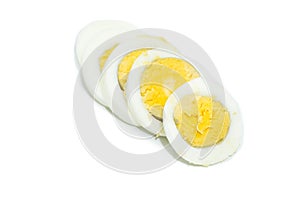 Hard boiled egg cut isolated on white background