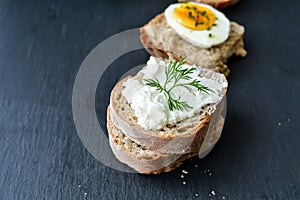 Hard Boiled Eggs and cream cheese Sandwiches