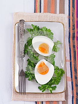 Hard-boiled eggs with parsley