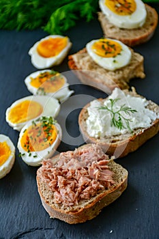 Hard Boiled Eggs and Sandwiches