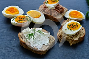 Hard Boiled Eggs and Sandwiches