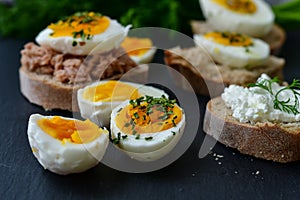 Hard Boiled Eggs and Sandwiches