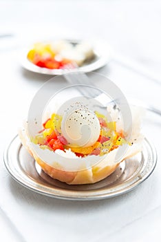 Hard boiled quail eggs with capsicum