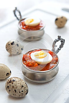 Hard boiled quail eggs