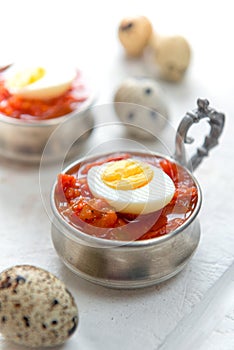 Hard boiled quail eggs