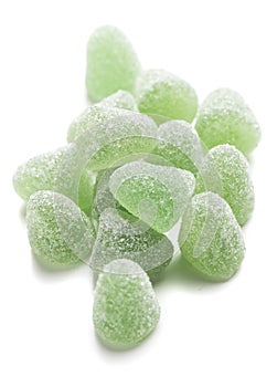 Hard candies over white background