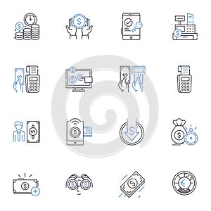 Hard cash line icons collection. Currency, My, Dollars, Cash, Greenbacks, Savings, Income vector and linear illustration