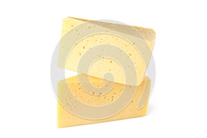Hard cheese isolated on white background, close up