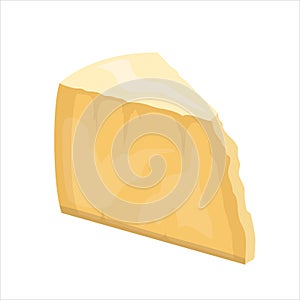 Hard cheese parmesan or pecorino, vector illustration isolated on white background