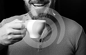 Hard Coffee addict. My smile is not perfect. Dental care concept. Healthy white smile. Laser teeth whitening.