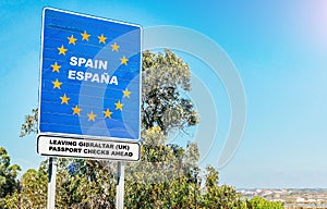 Hard contentious border from UK Territory of Gibraltar to Spain