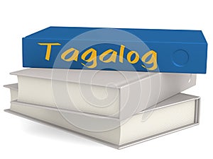 Hard cover blue books with Tagalog word photo