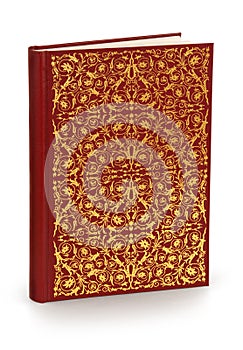 Hard cover book with ornament - clipping path