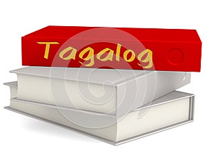 Hard cover red books with Tagalog word photo