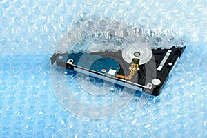 Hard disk in bubble wrap