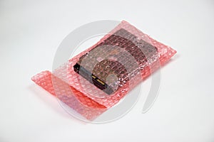 Hard disk in bubble wrap for protection product cracked or insurance