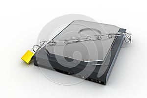 Hard disk with chain and padlock