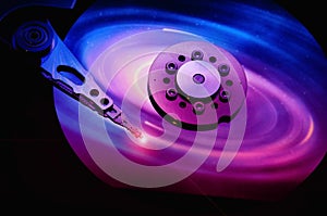 Hard Disk Drive with abstract color reflection.