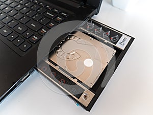 Hard Disk Drive Attached to HDD Caddy or Hard Drive Caddy