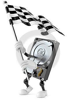 Hard disk drive character waving race flag